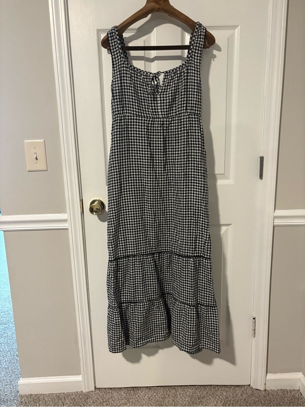 Black & White Gingham Sleeveless Midi Dress